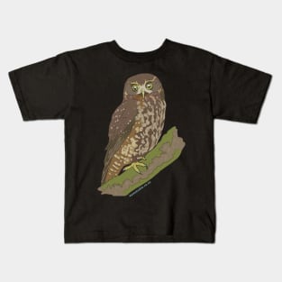 Hand Drawn New Zealand Morepork Bird Kids T-Shirt